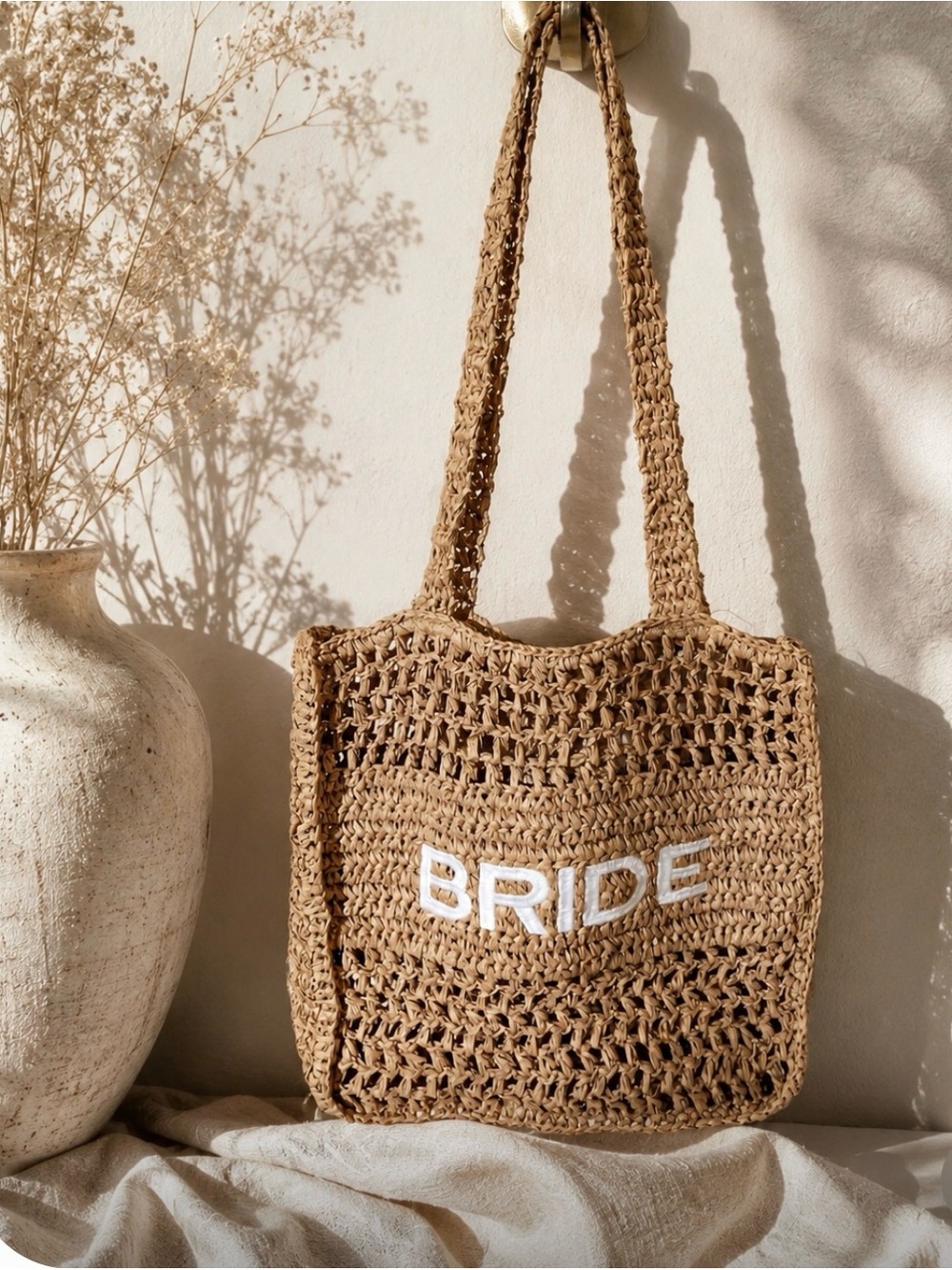 RUF by Unreal Fur Bride Straw 
BRIDE Knitted Straw Tote Bag - Natural